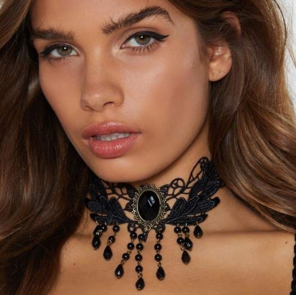 NEW Nasty Gal Vanessa Black Gothic Victorian Style Lace Choker Necklace